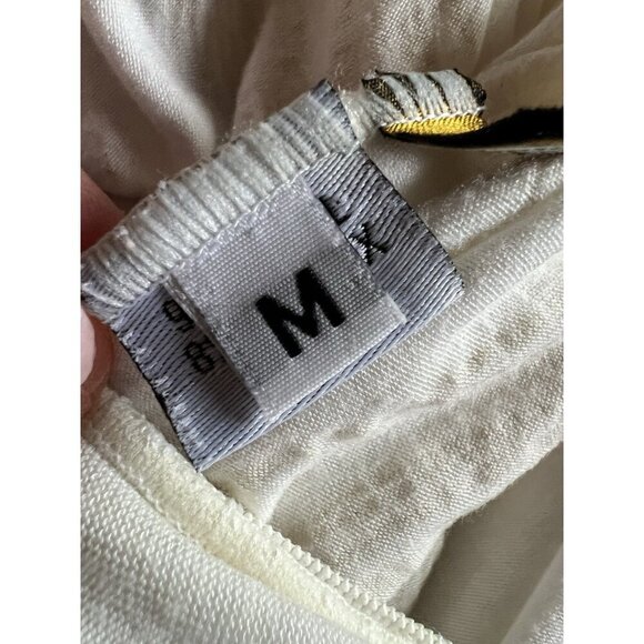 Vintage Y2K Rachel Pally cream gold foil cranes nature grecian strapless dress M - Picture 7 of 12